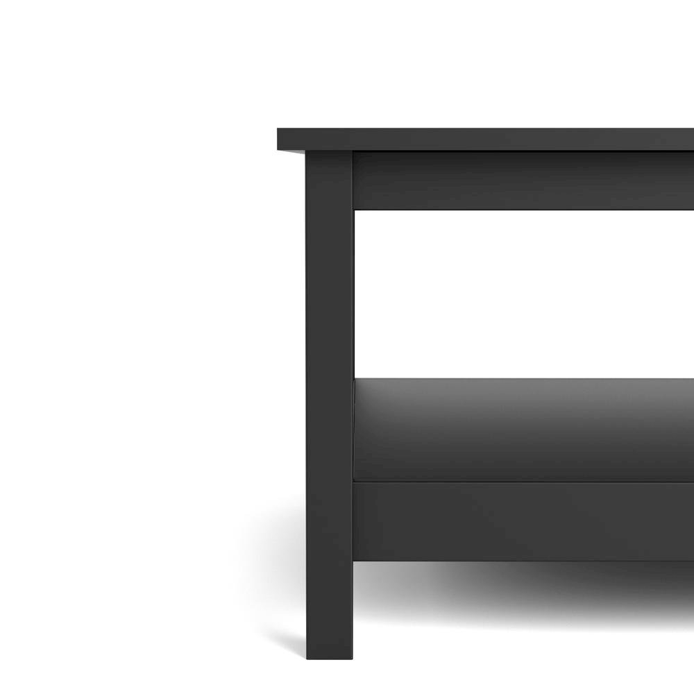 Modern Black Matte Coffee Table with Open Shelf for Living Room