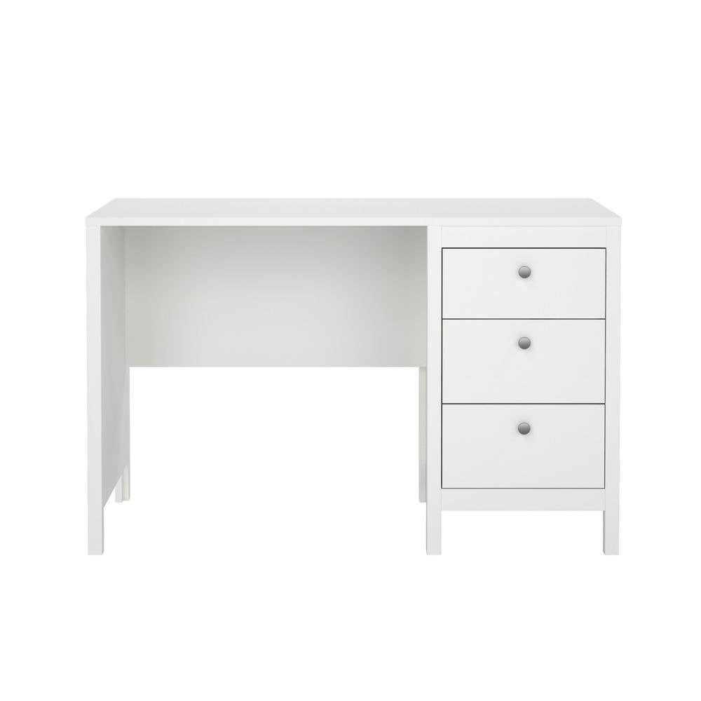 White 3-Drawer Computer Desk for Home Office or Study Table Area