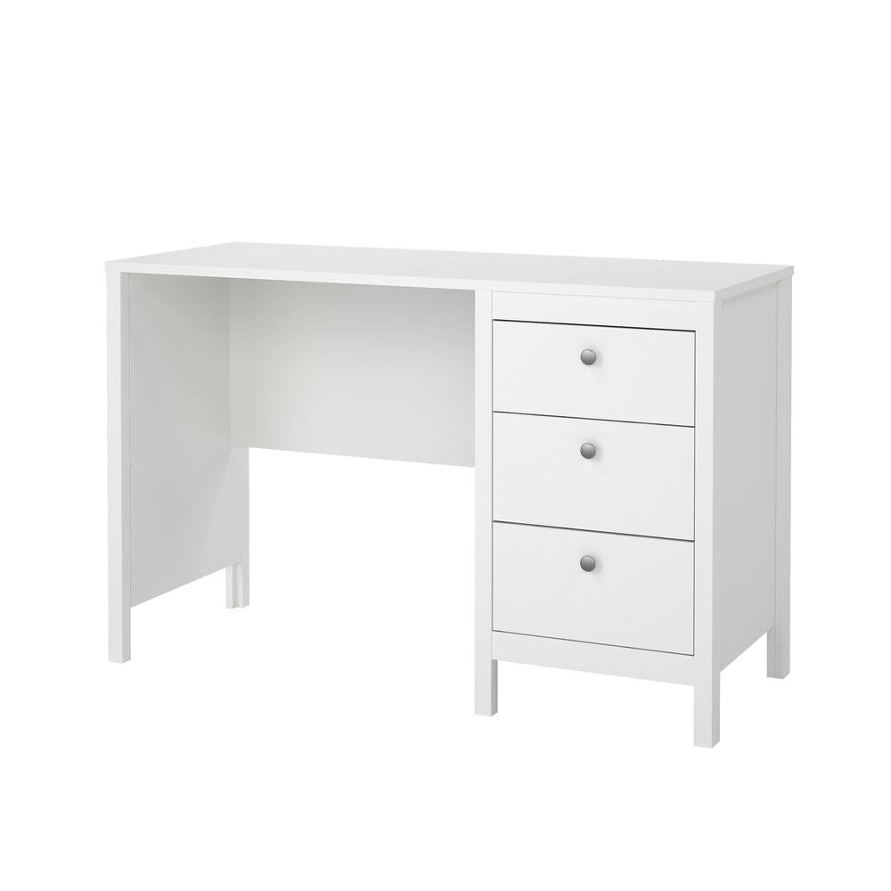 White 3-Drawer Computer Desk for Home Office or Study Table Area