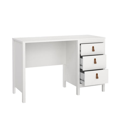 White 3-Drawer Computer Desk for Home Office or Study Table Area