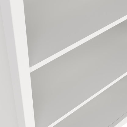 Modern White 6-Shelf Bookcase with Adjustable Shelves for Home Office