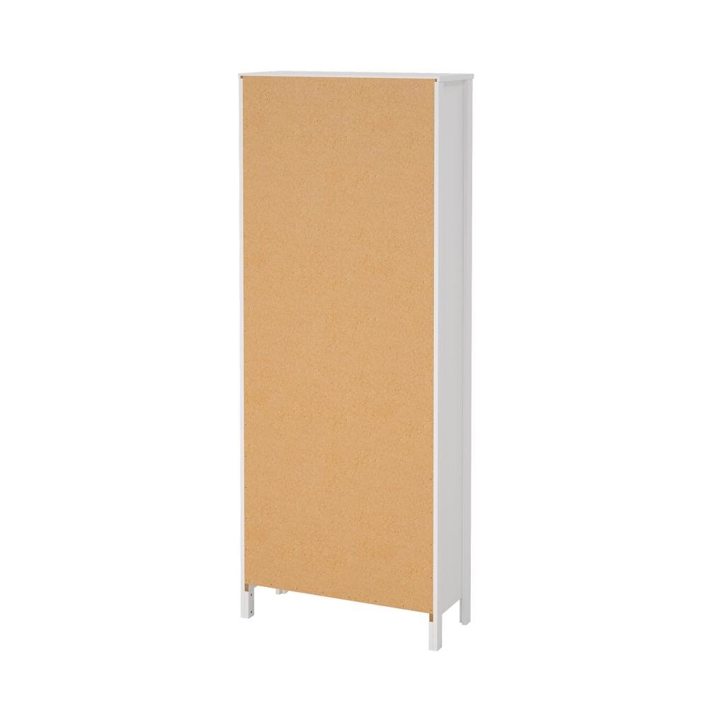 Modern White 6-Shelf Bookcase with Adjustable Shelves for Home Office