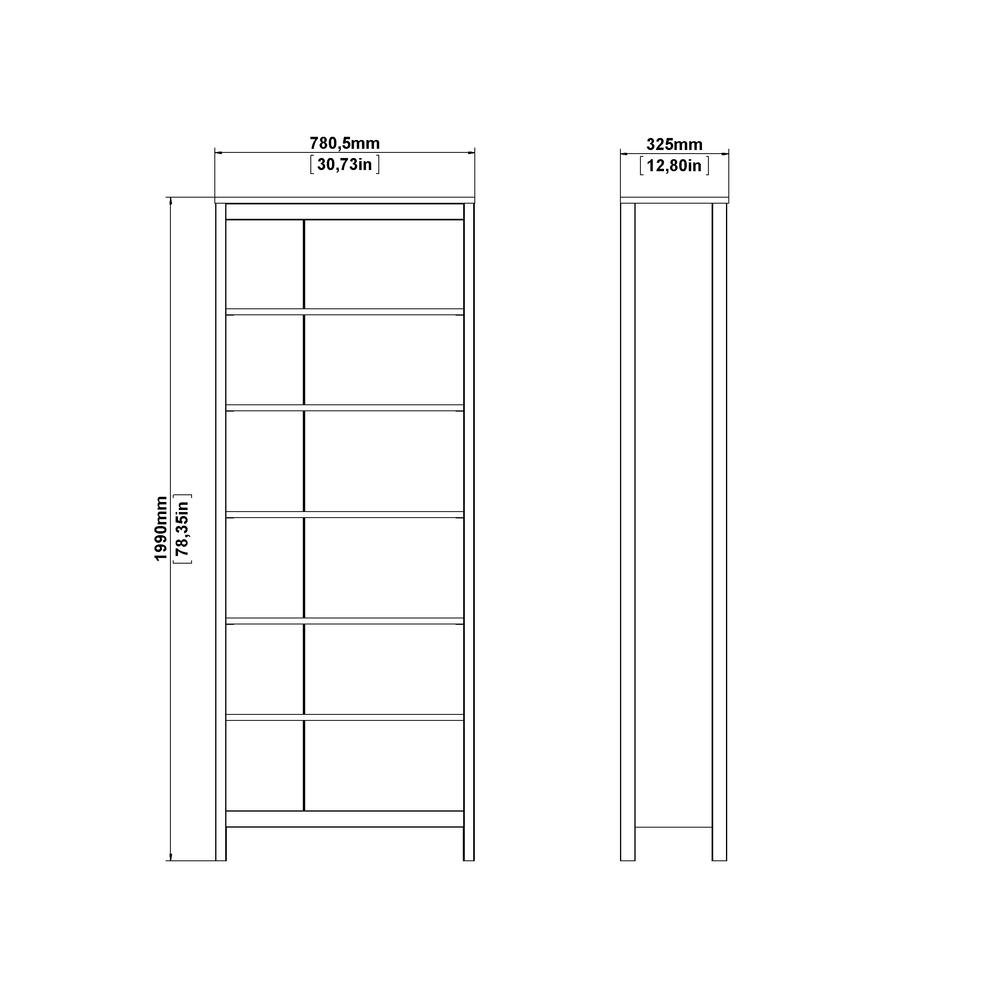 Modern White 6-Shelf Bookcase with Adjustable Shelves for Home Office