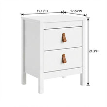 White Nightstand with Two Spacious Drawers for Bedroom Storage