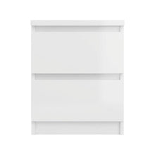 White High Gloss Nightstand with 2 Drawers and Timeless Design