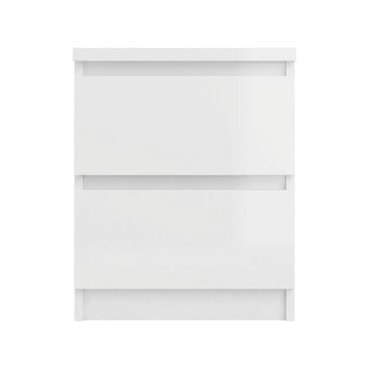 White High Gloss Nightstand with 2 Drawers and Timeless Design