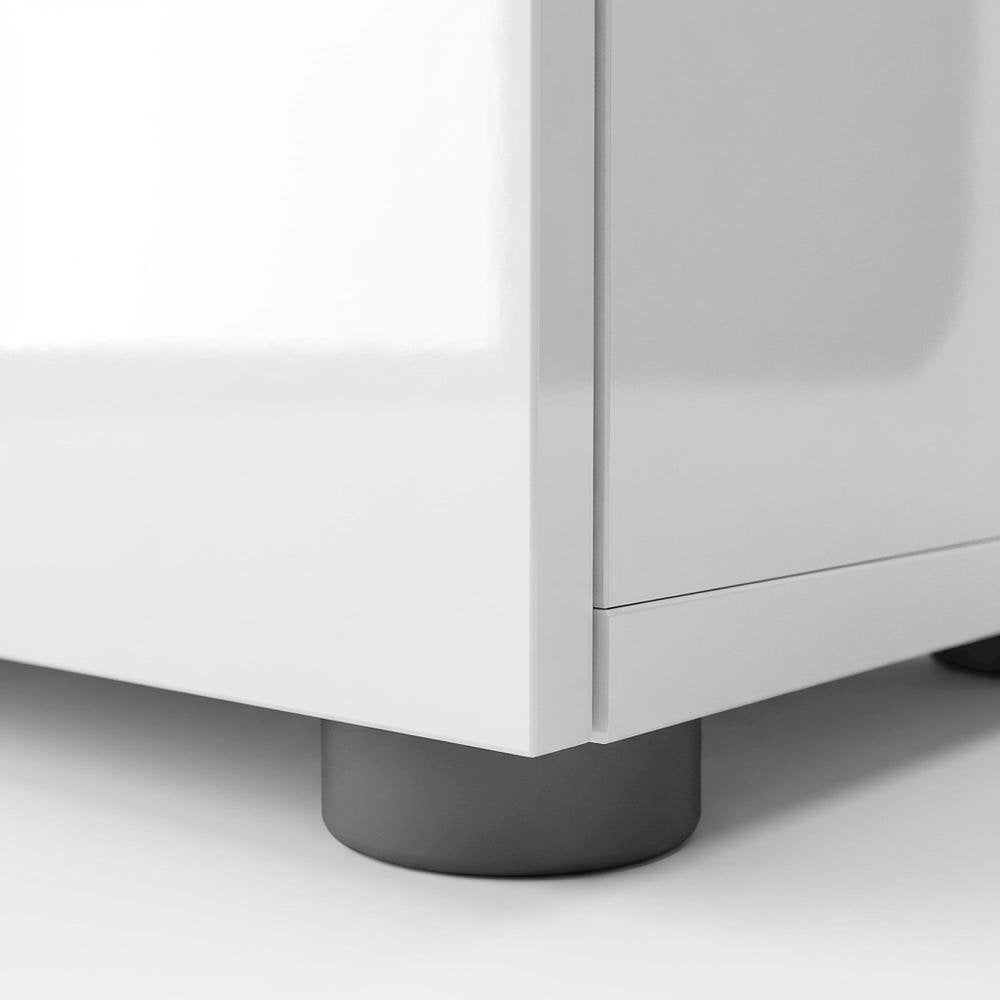 White High Gloss Oak Nightstand with Two Drawers and Timeless Design