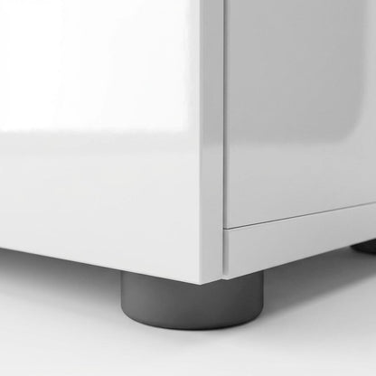 White High Gloss Oak Nightstand with Two Drawers and Timeless Design