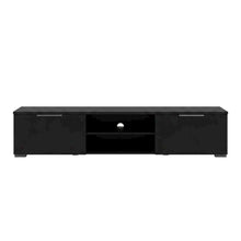 Black Matte TV Stand with 2 Drawers and 1 Shelf for Living Room