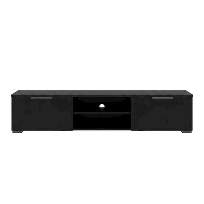 Black Matte TV Stand with 2 Drawers and 1 Shelf for Living Room