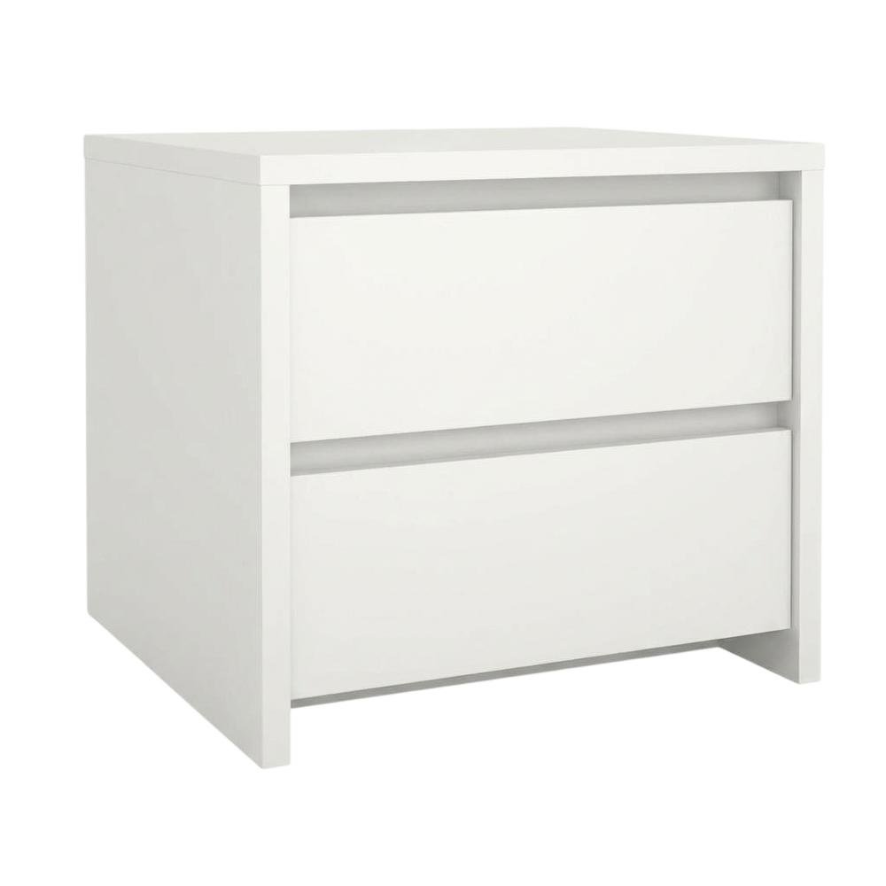 White 17-Inch Tall Nightstand with 2-Drawer Storage and Metal Runners