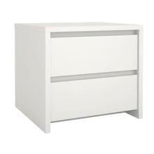 White 17-Inch Tall Nightstand with 2-Drawer Storage and Metal Runners