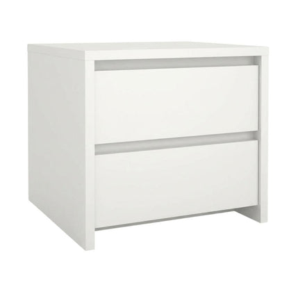 White 17-Inch Tall Nightstand with 2-Drawer Storage and Metal Runners