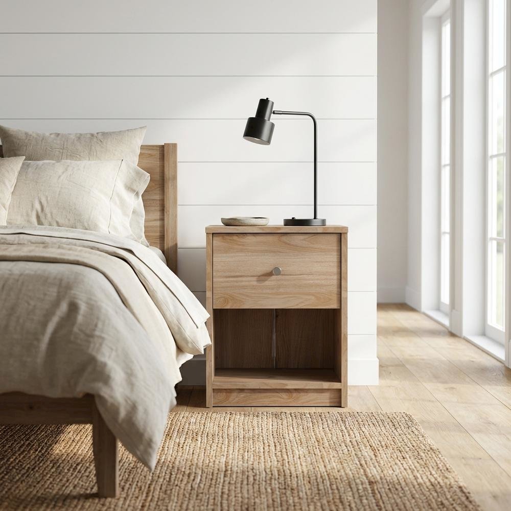 Hickory Nightstand with One Drawer and Timeless Style
