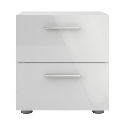 White High Gloss Oak Nightstand with Two Drawers and Timeless Design