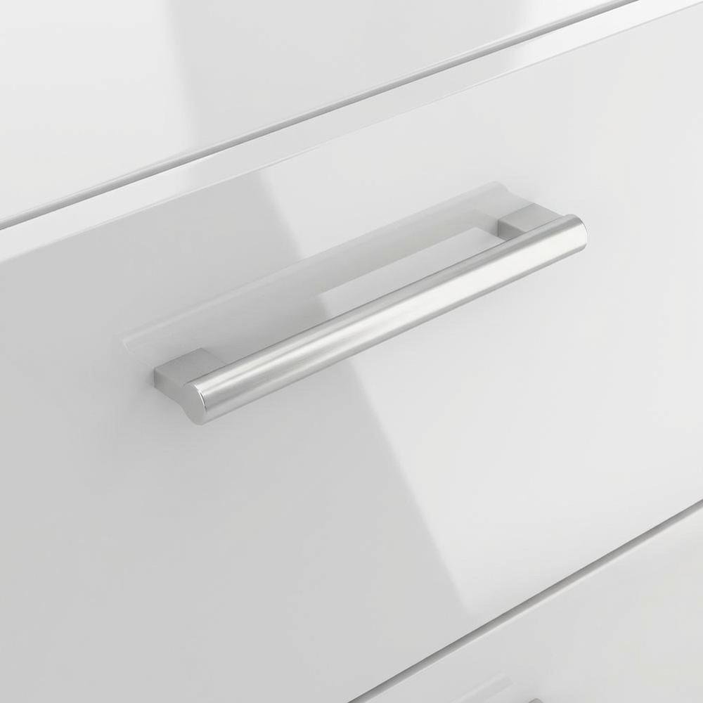 White High Gloss Oak Nightstand with Two Drawers and Timeless Design