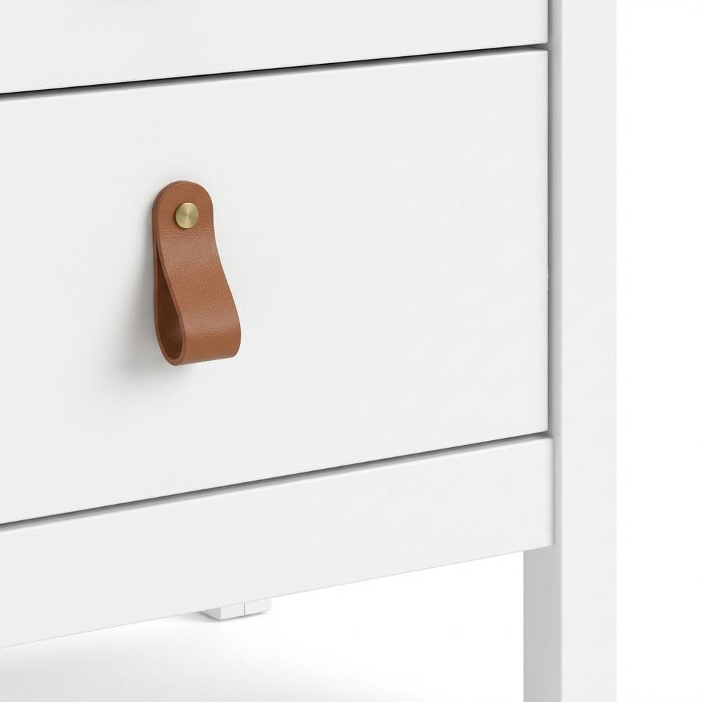 White Nightstand with Two Spacious Drawers for Bedroom Storage