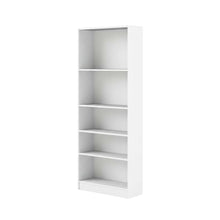 White Tall Wide 5 Shelf Bookcase with Adjustable Shelves and Metal Pulls