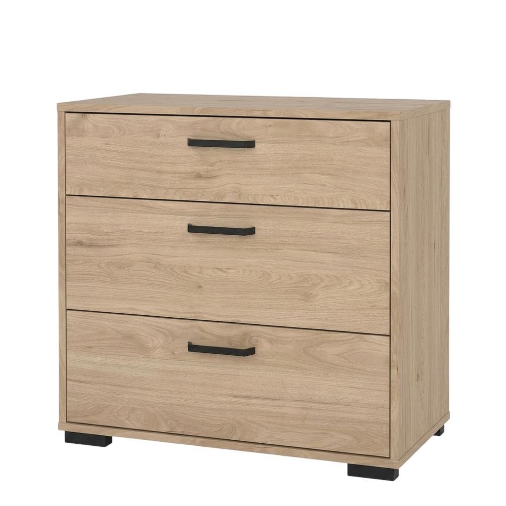 Jackson Hickory 3-Drawer Chest, 27 Inch Wide, Metal Drawer Runners