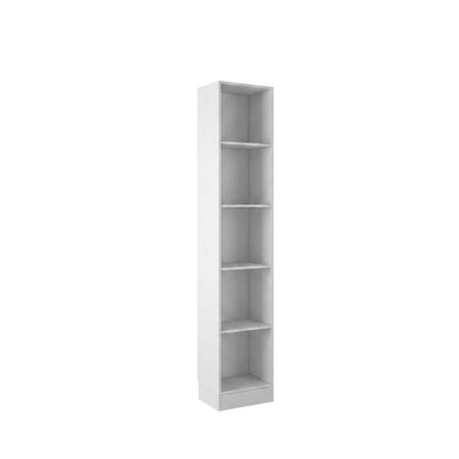 White Tall 5 Shelf Bookcase - Stylish Narrow Bookshelf for Home or Office