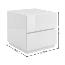 White High Gloss Oak Nightstand with Two Drawers and Timeless Design