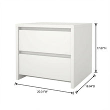 White 17-Inch Tall Nightstand with 2-Drawer Storage and Metal Runners