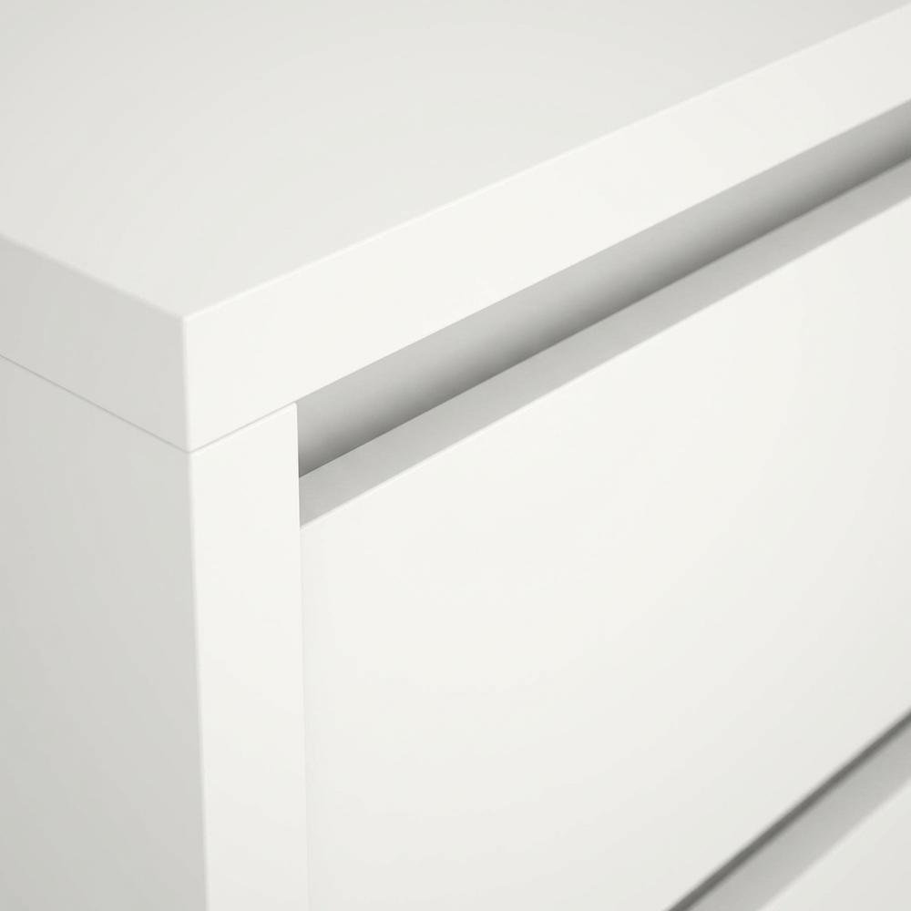 White 17-Inch Tall Nightstand with 2-Drawer Storage and Metal Runners