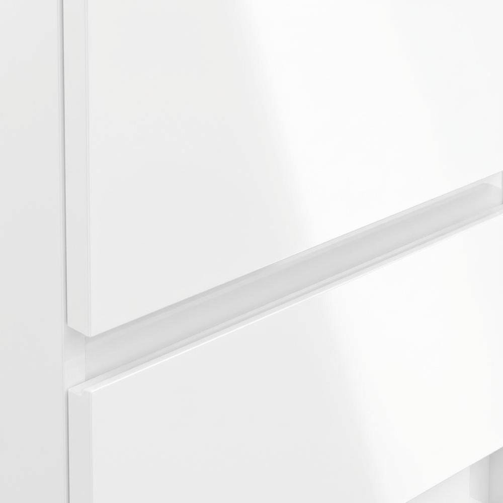 White High Gloss Nightstand with 2 Drawers and Timeless Design