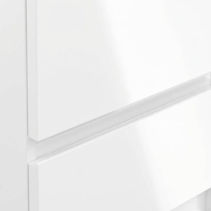 White High Gloss Nightstand with 2 Drawers and Timeless Design