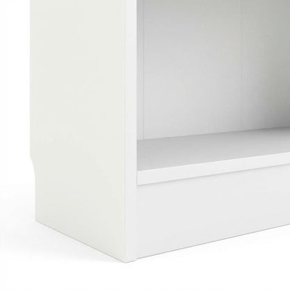 White Tall Wide 5 Shelf Bookcase with Adjustable Shelves and Metal Pulls