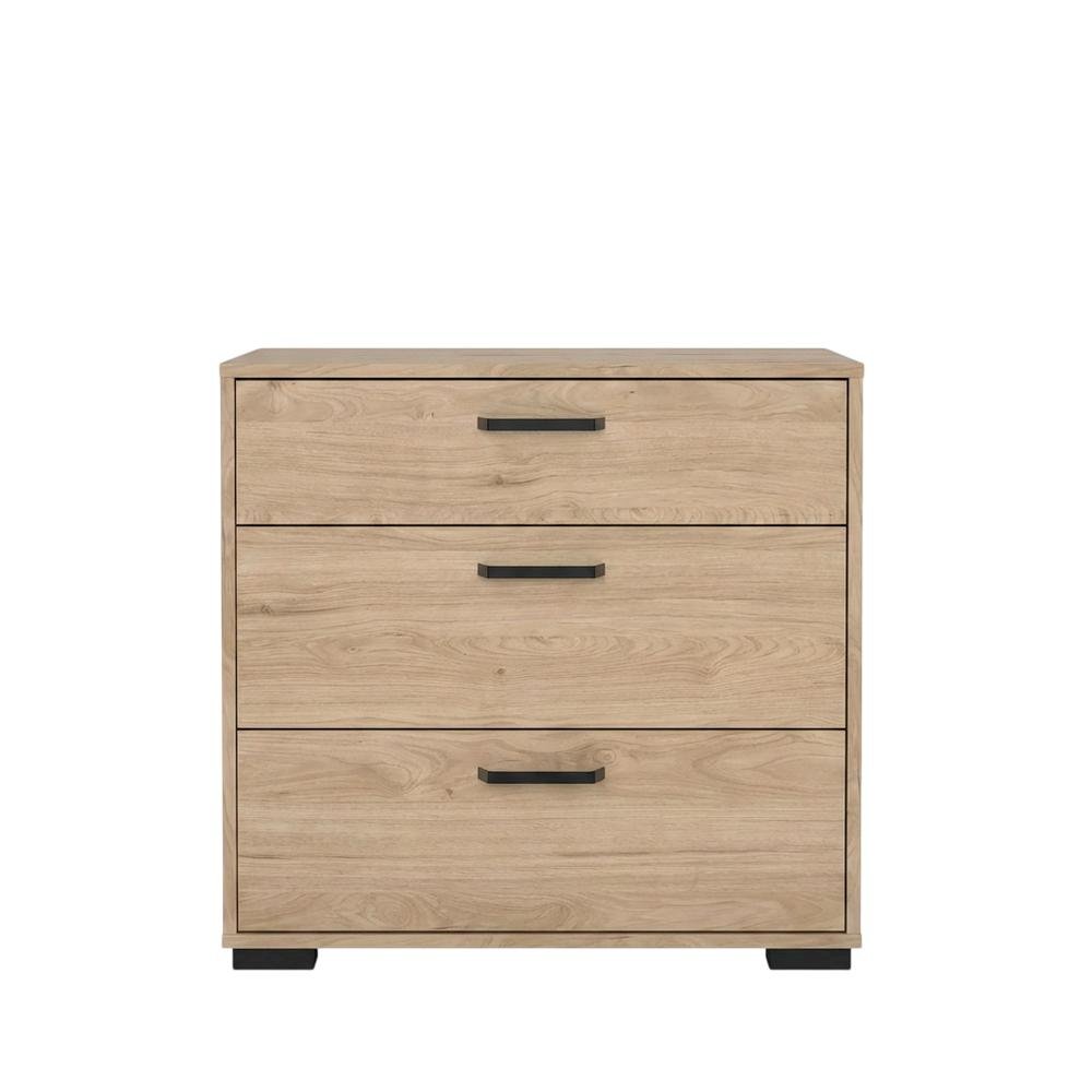 Jackson Hickory 3-Drawer Chest, 27 Inch Wide, Metal Drawer Runners