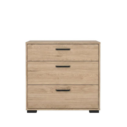 Jackson Hickory 3-Drawer Chest, 27 Inch Wide, Metal Drawer Runners