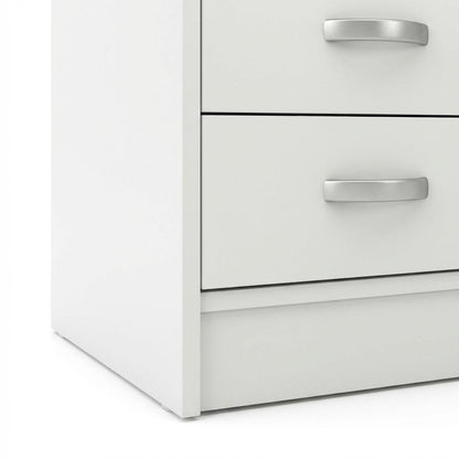 Elegant White Computer Desk Featuring Five Drawers and Open Shelf Design