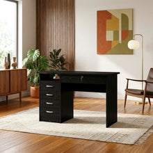 Black 5-Drawer Computer Desk with Storage for Home Office or Workspace