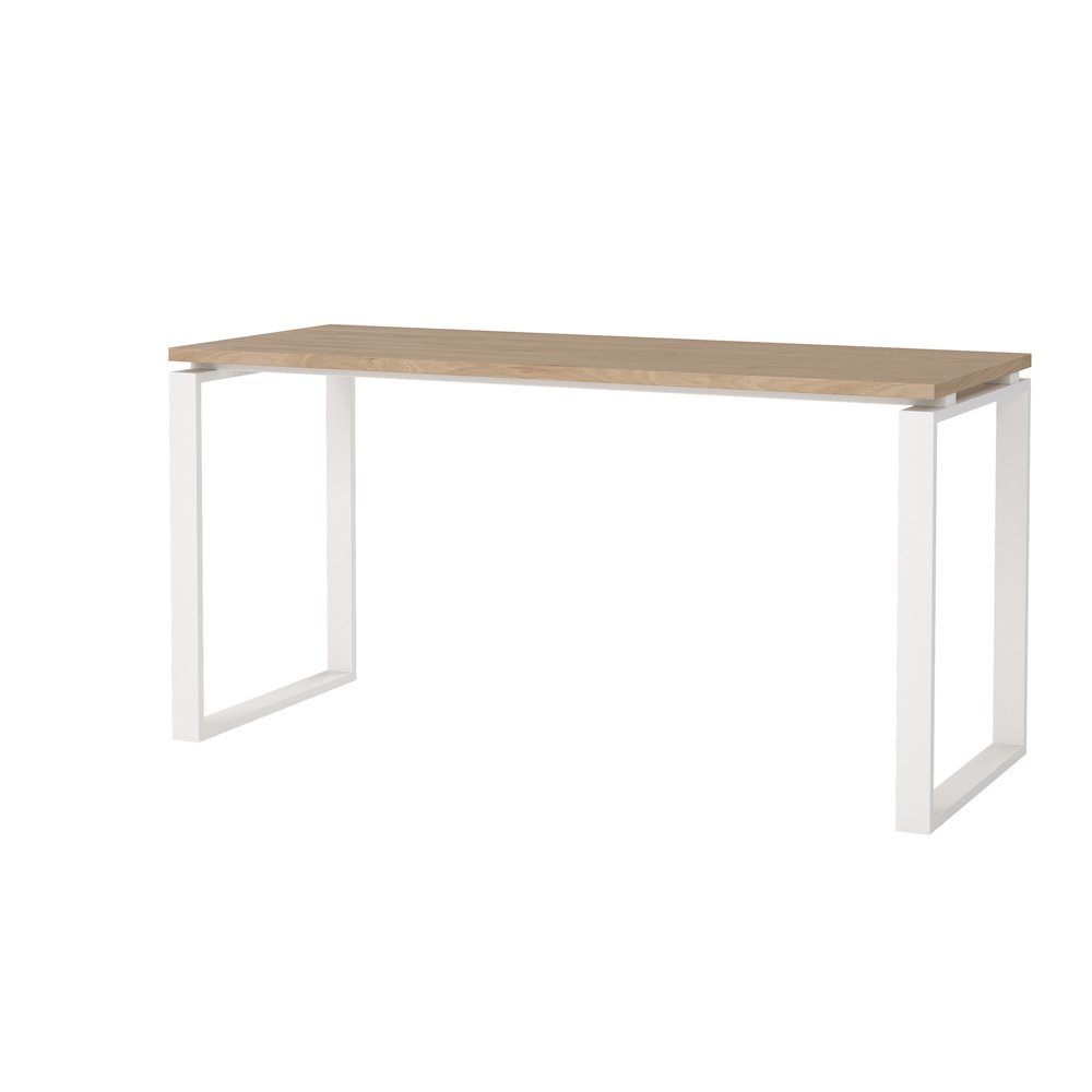 Brown Computer Desk with Metal Legs for Home Office or Study Room