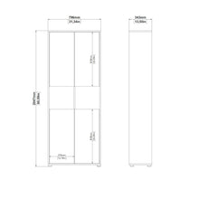 Brown 6-Shelf Bookcase with 4 Doors and Adjustable Shelves