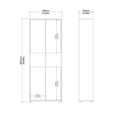 Brown 6-Shelf Bookcase with 4 Doors and Adjustable Shelves