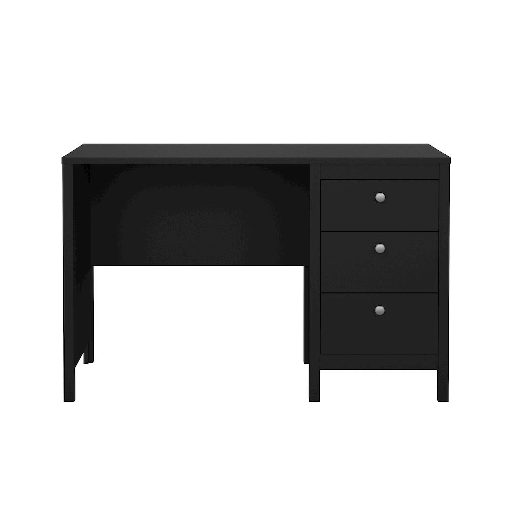 Black Matte Computer Desk with 3 Drawers, Home Office Study Table