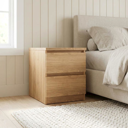 Hickory Nightstand with 2 Drawers and Timeless Design