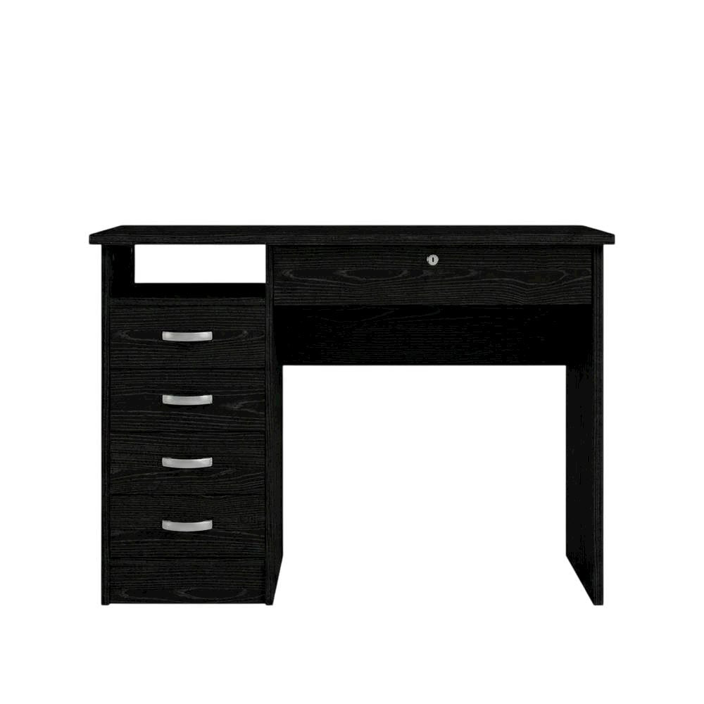 Black 5-Drawer Computer Desk with Storage for Home Office or Workspace