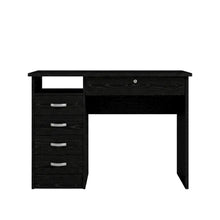 Black 5-Drawer Computer Desk with Storage for Home Office or Workspace