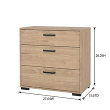 Jackson Hickory 3-Drawer Chest, 27 Inch Wide, Metal Drawer Runners