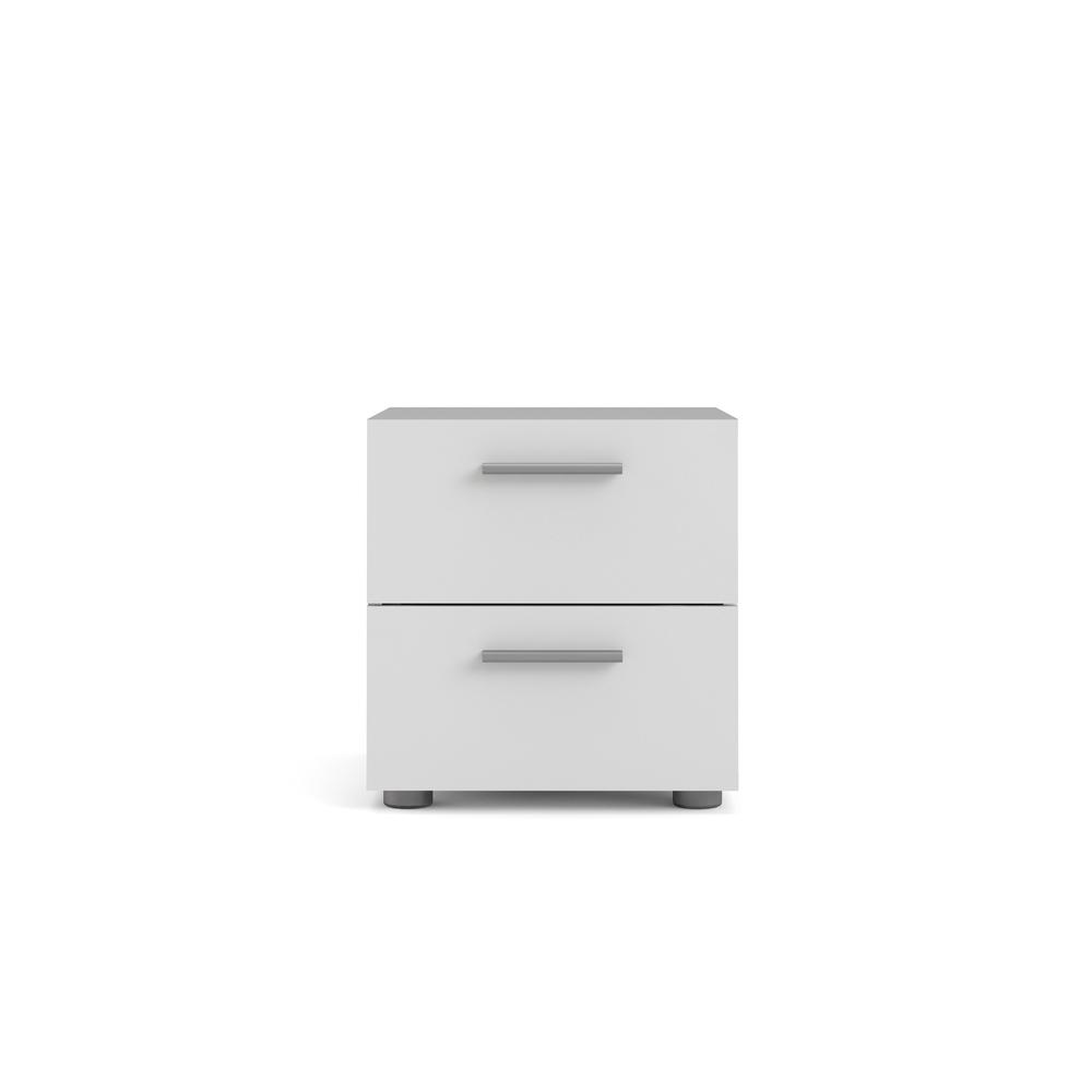 Modern White 2 Drawer Nightstand - Stylish Bedroom Nightstand with Drawers