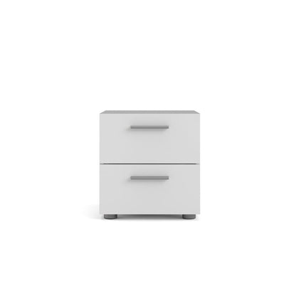 Modern White 2 Drawer Nightstand - Stylish Bedroom Nightstand with Drawers