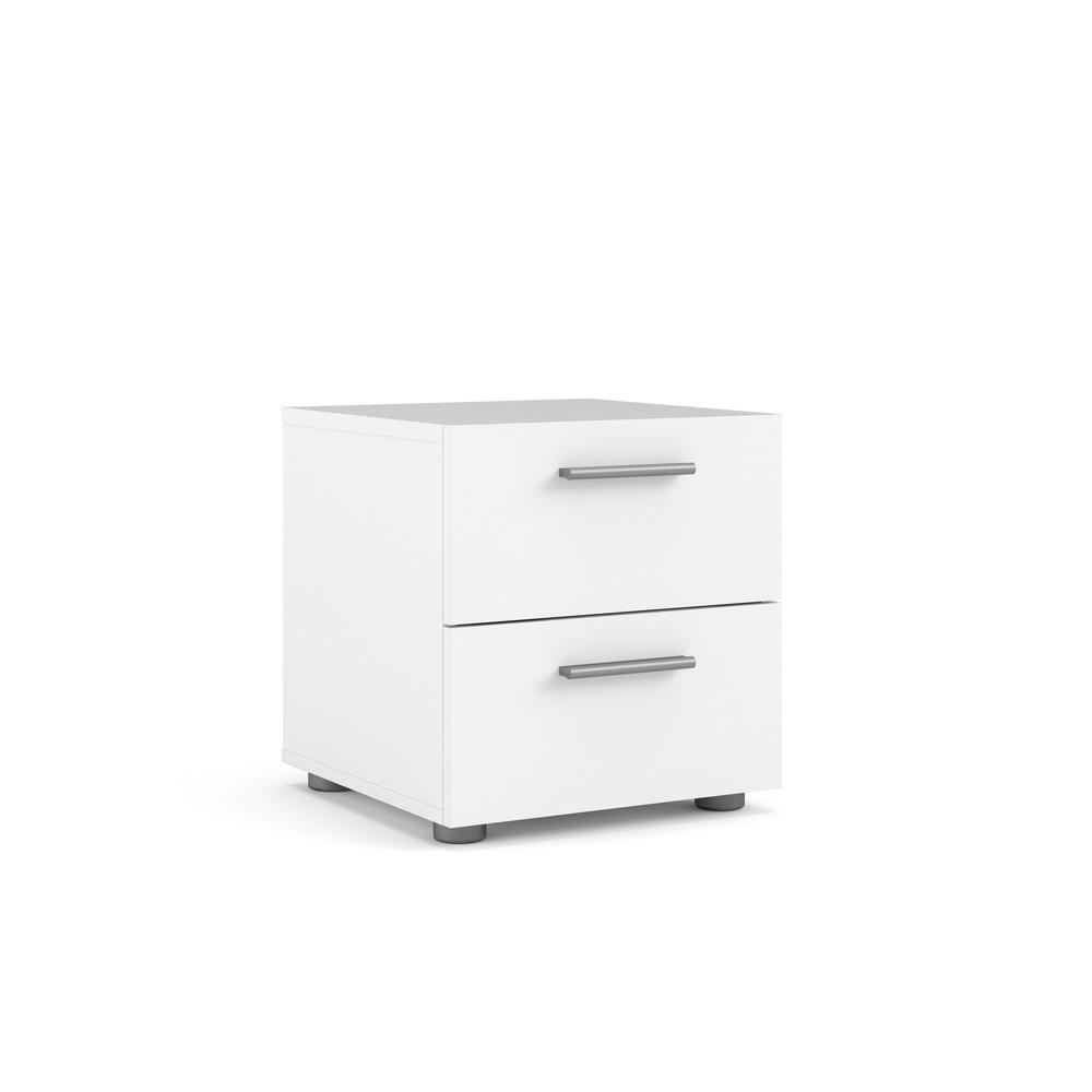 Modern White 2 Drawer Nightstand - Stylish Bedroom Nightstand with Drawers