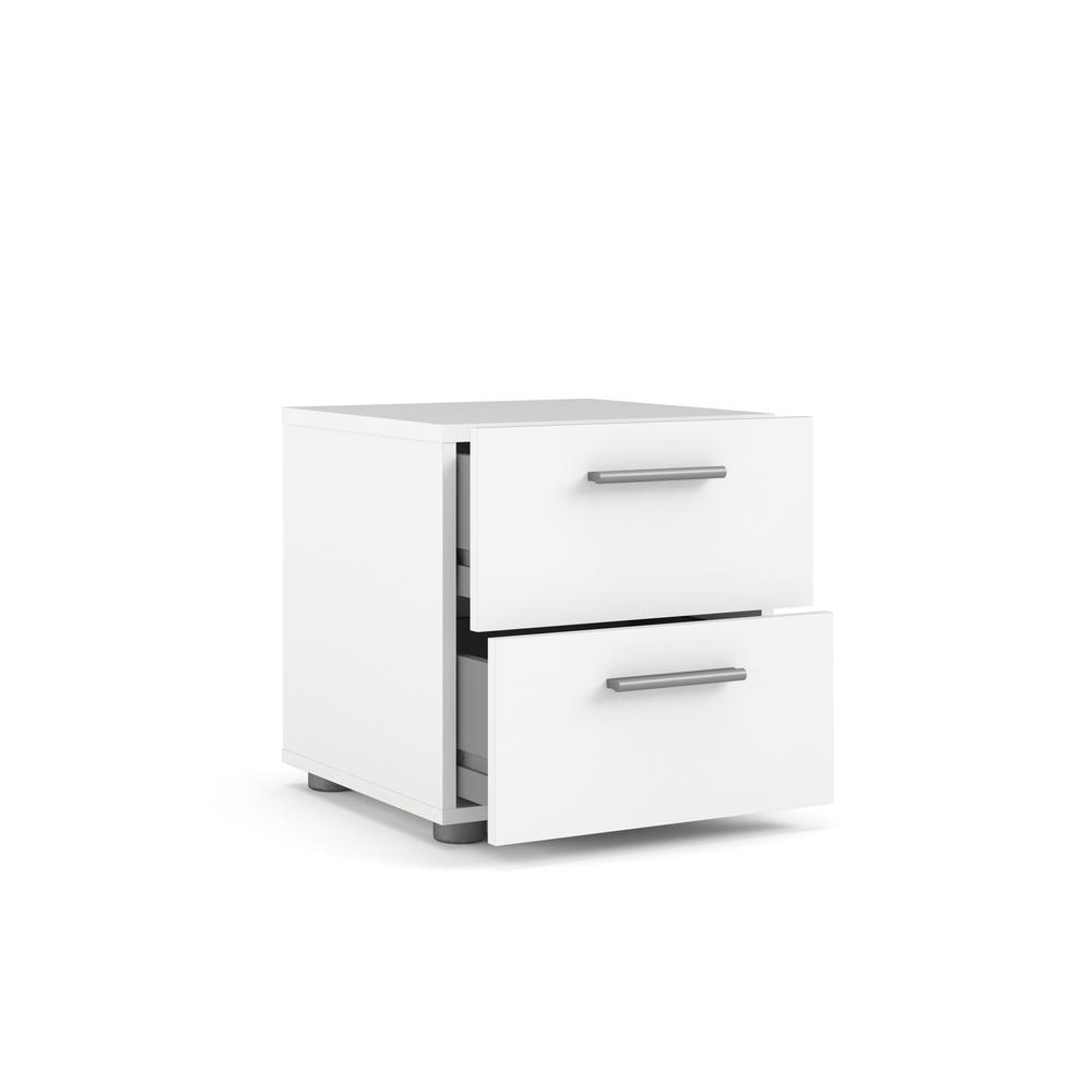 Modern White 2 Drawer Nightstand - Stylish Bedroom Nightstand with Drawers