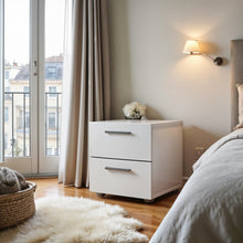 Modern White 2 Drawer Nightstand - Stylish Bedroom Nightstand with Drawers