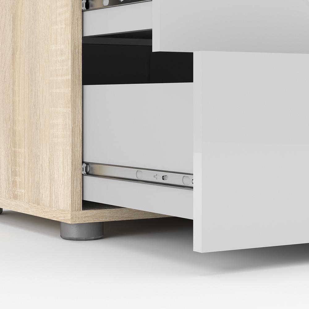 Austin 8 Drawer Double Dresser, Oak Structure/White High Gloss