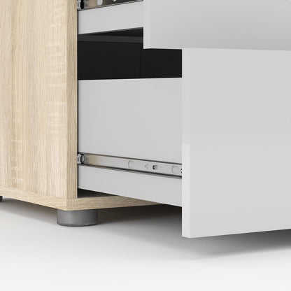 Austin 8 Drawer Double Dresser, Oak Structure/White High Gloss