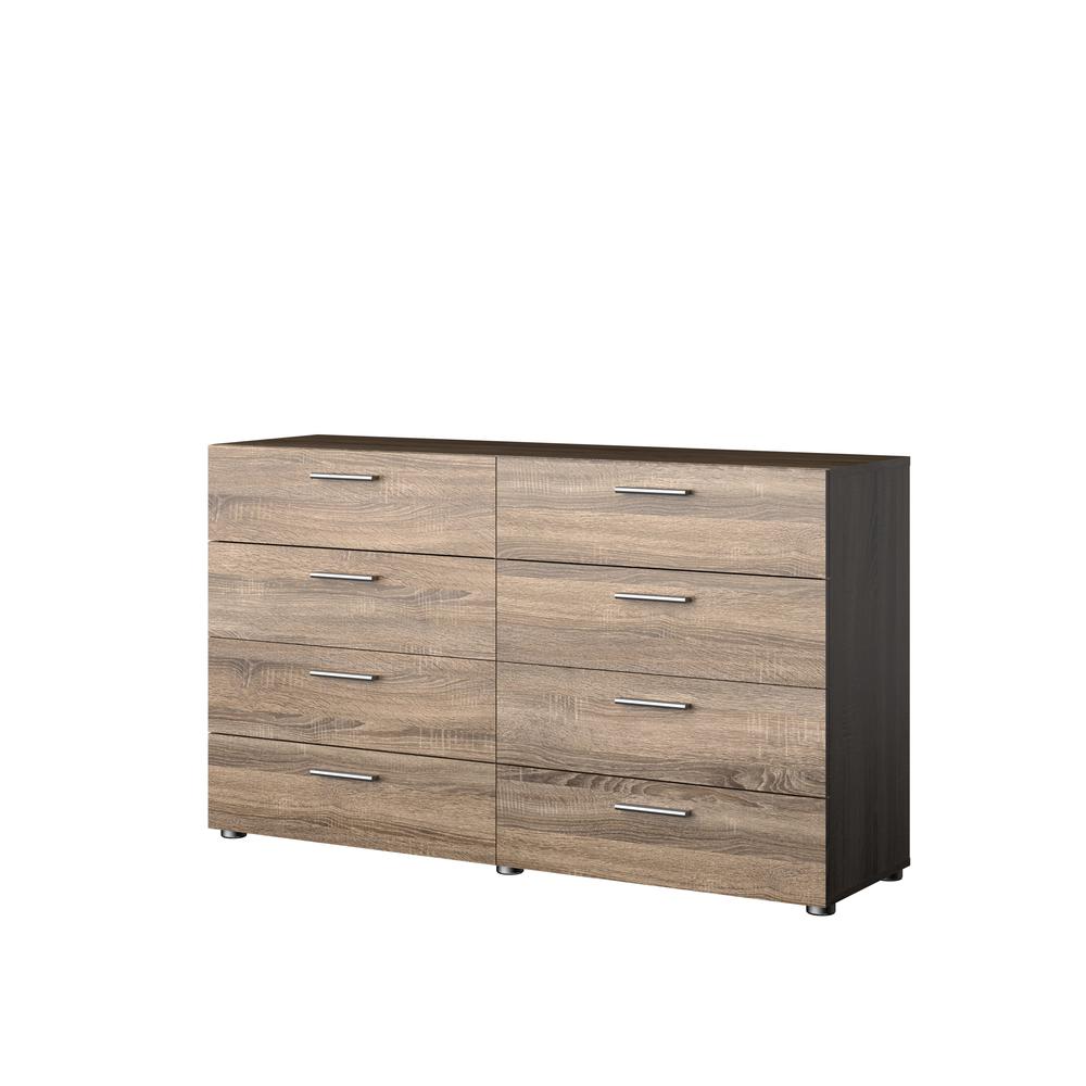 Elegant 8 Drawer Dresser in Truffle Oak for Modern Bedroom Storage Solutions